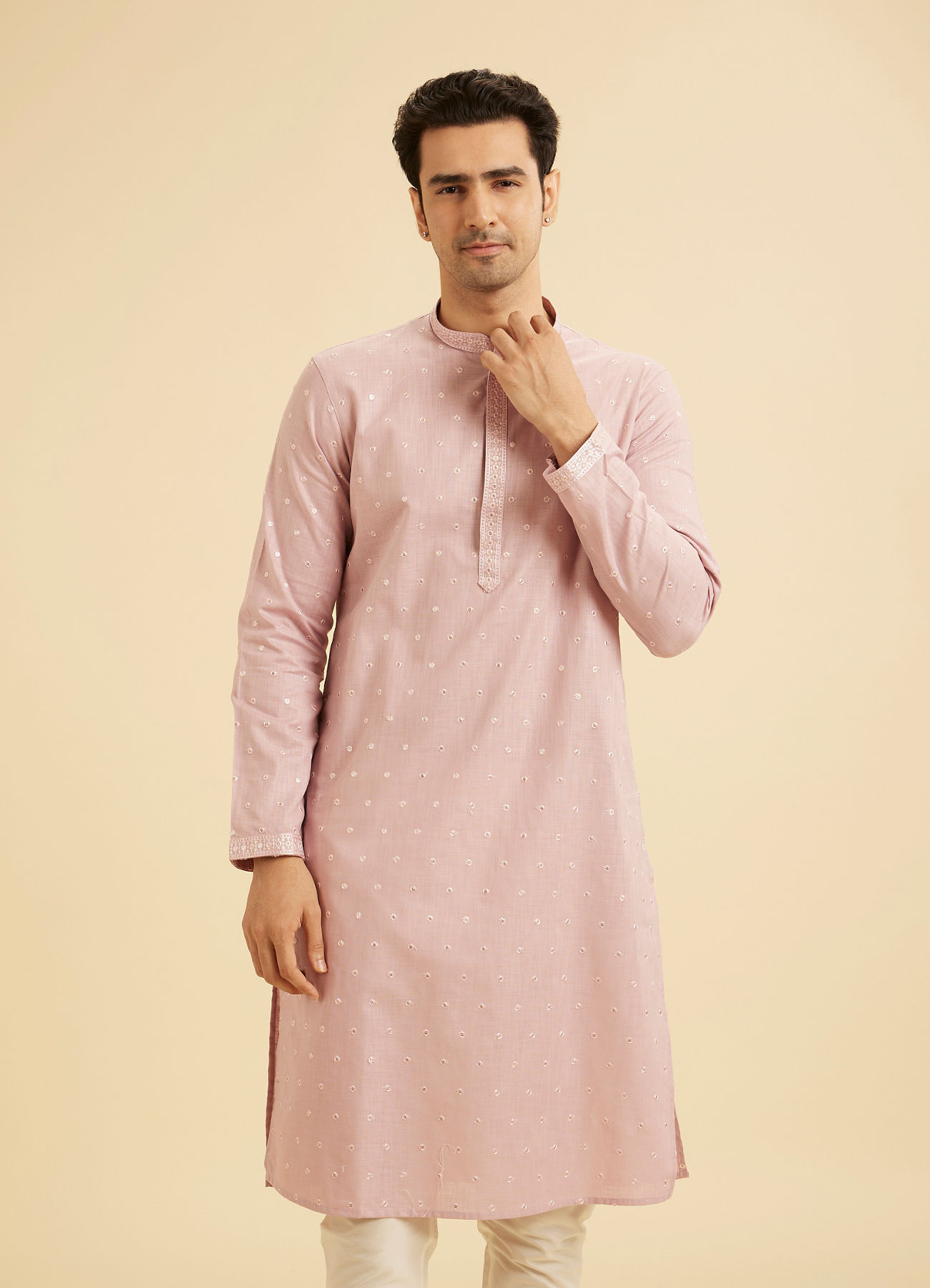 Manyavar Men Dusty Pink Enigma Kurta Pajama
