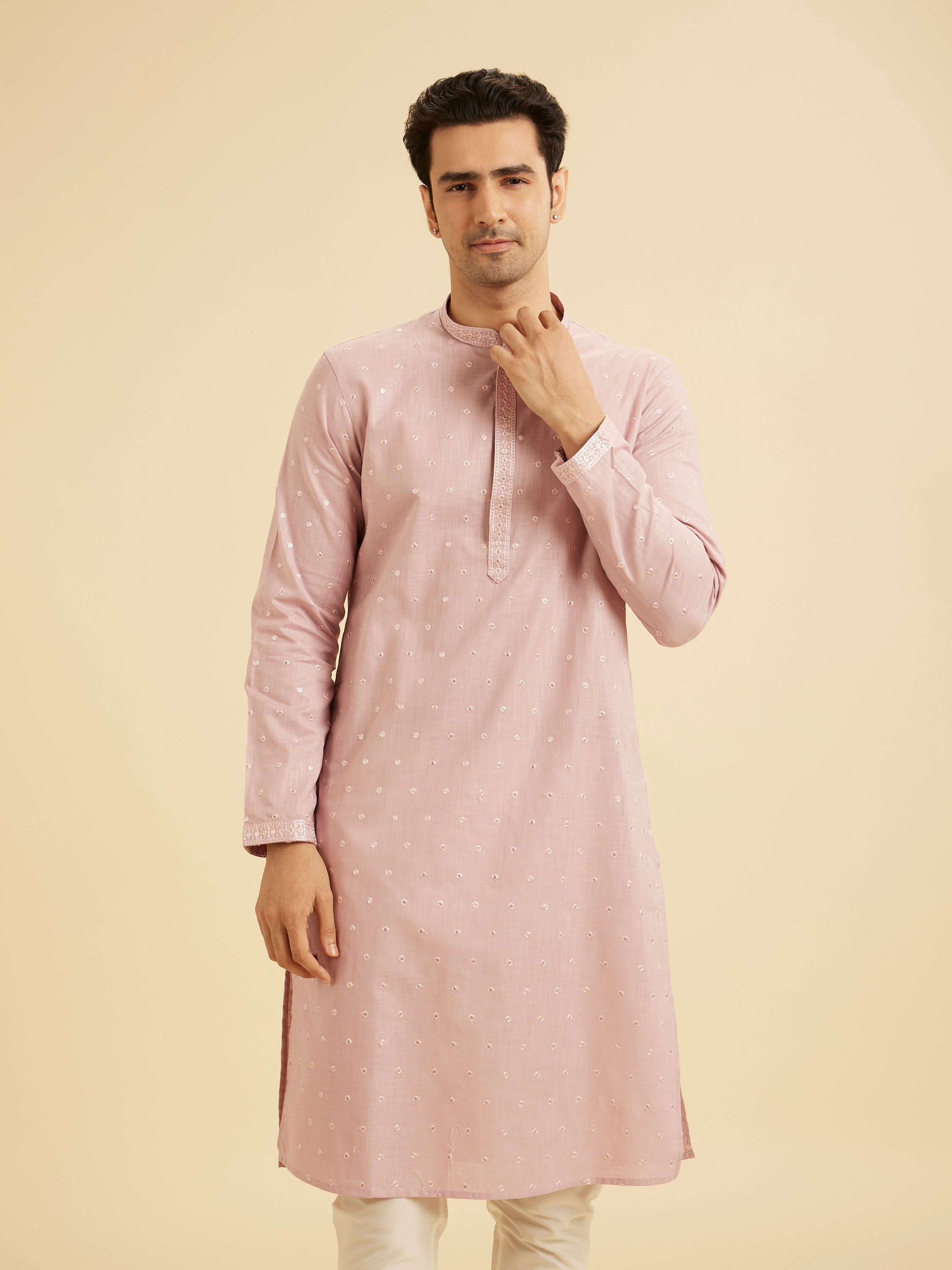 Manyavar Men Dusty Pink Enigma Kurta Pajama