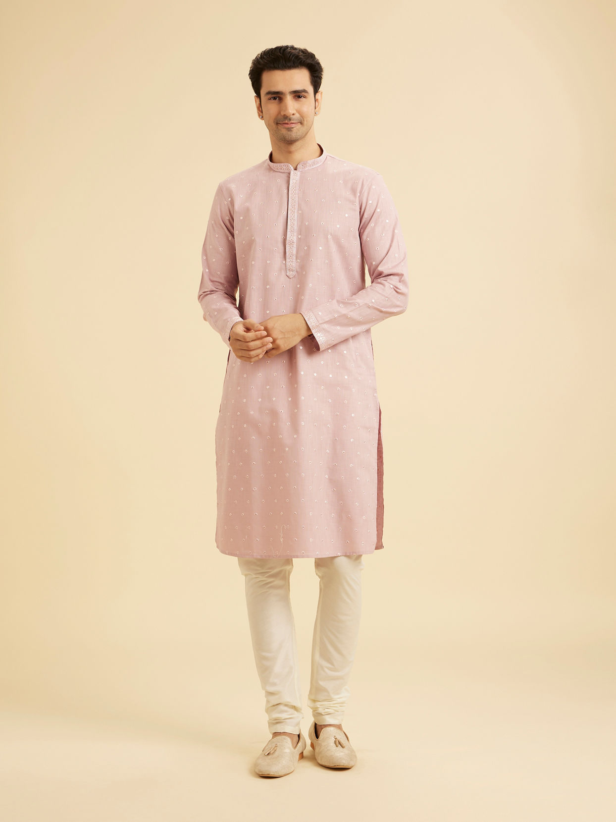 Manyavar Men Dusty Pink Enigma Kurta Pajama