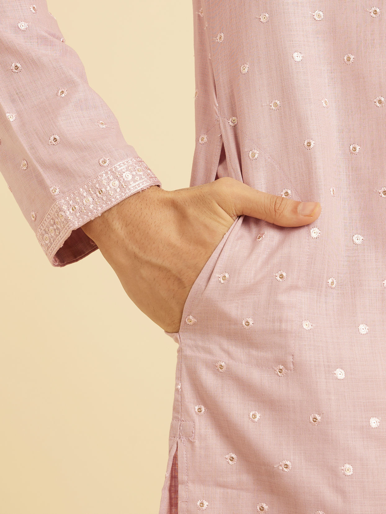 Manyavar Men Dusty Pink Enigma Kurta Pajama