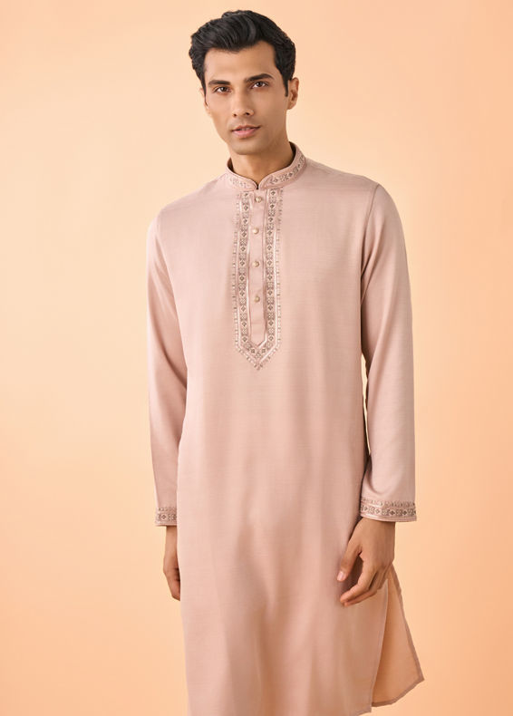 Manyavar Men Beige Opulence Kurta Pajama