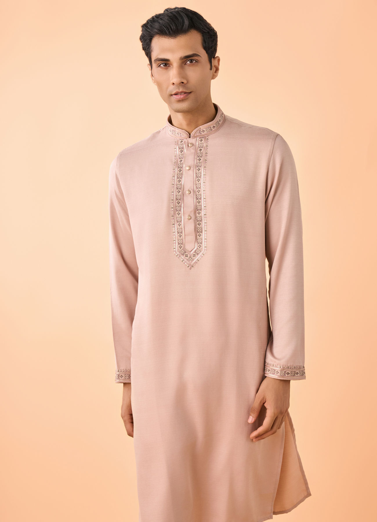 Manyavar Men Beige Opulence Kurta Pajama