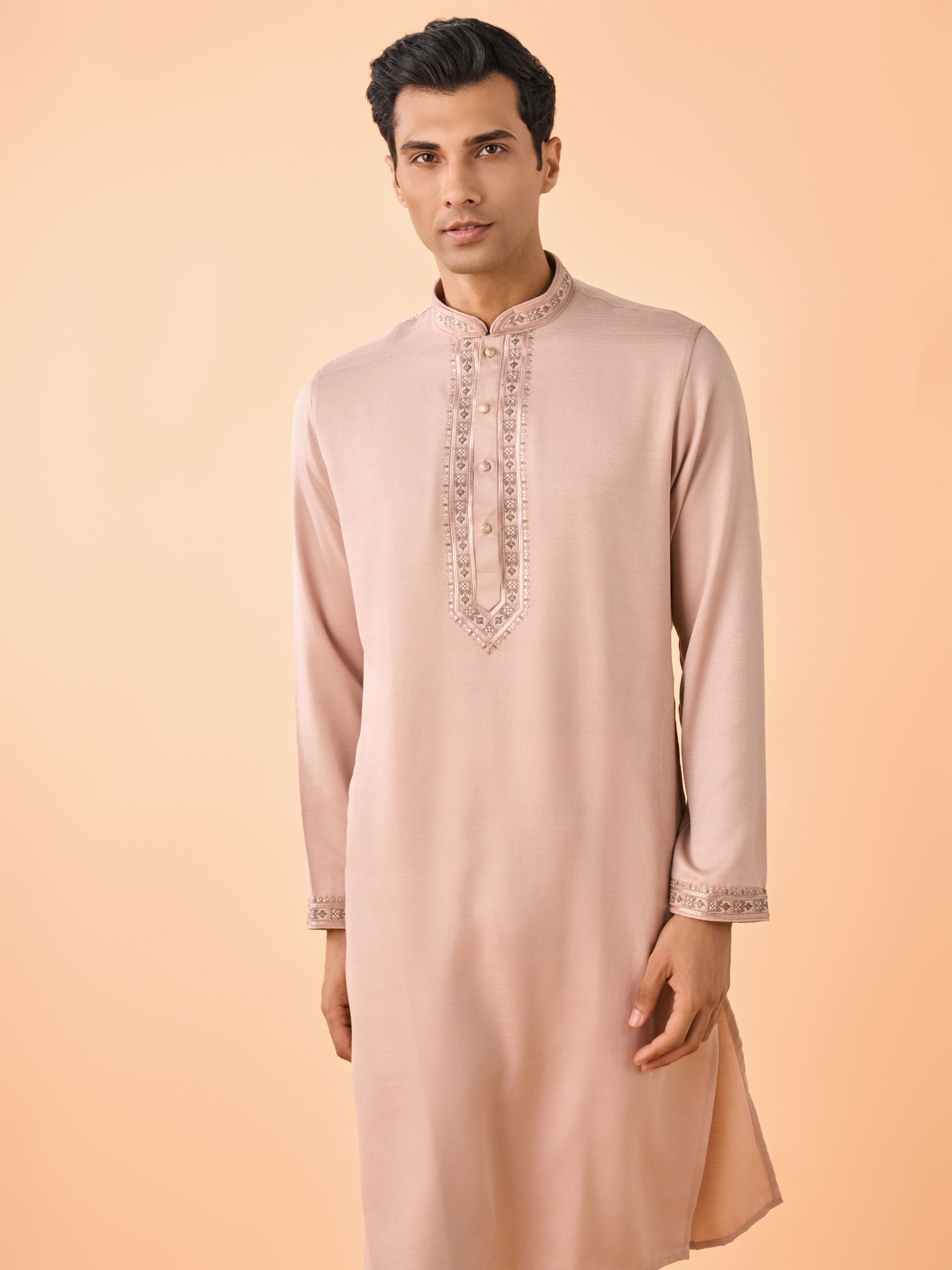 Manyavar Men Beige Opulence Kurta Pajama