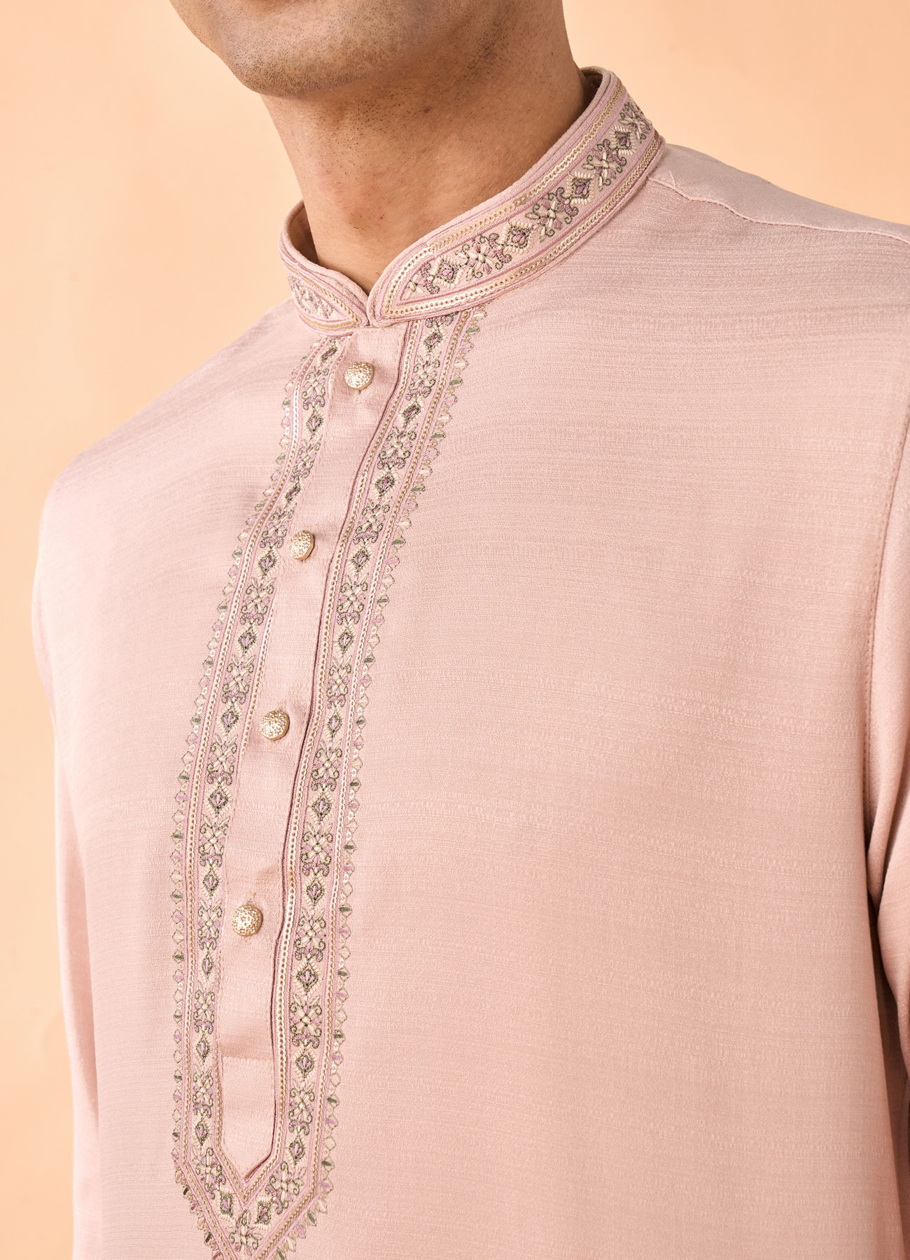 Manyavar Men Beige Opulence Kurta Pajama