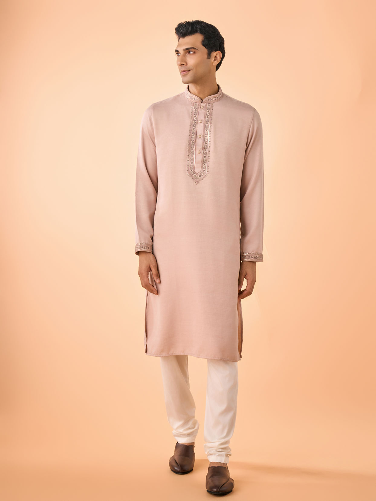 Manyavar Men Beige Opulence Kurta Pajama
