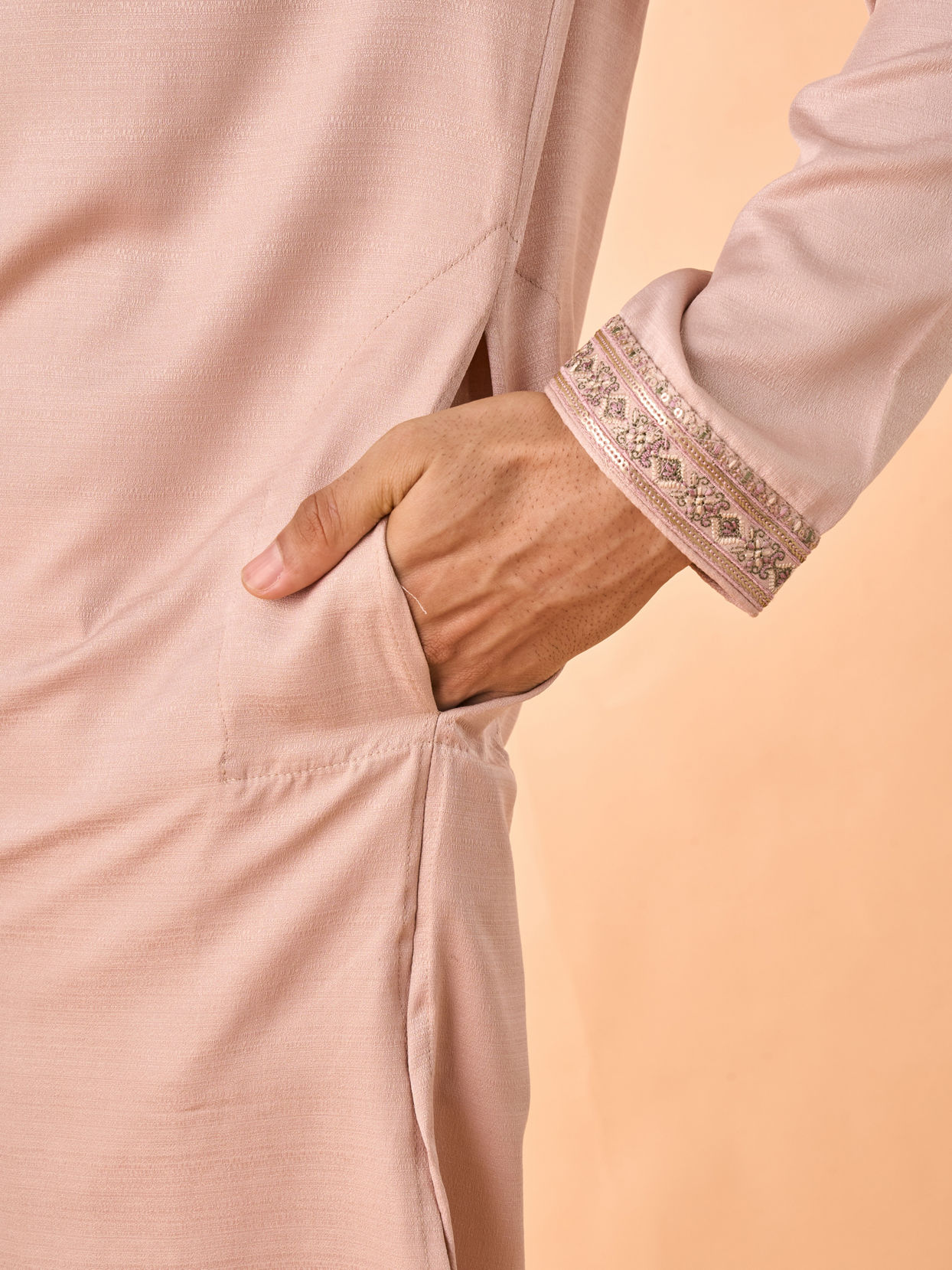 Manyavar Men Beige Opulence Kurta Pajama
