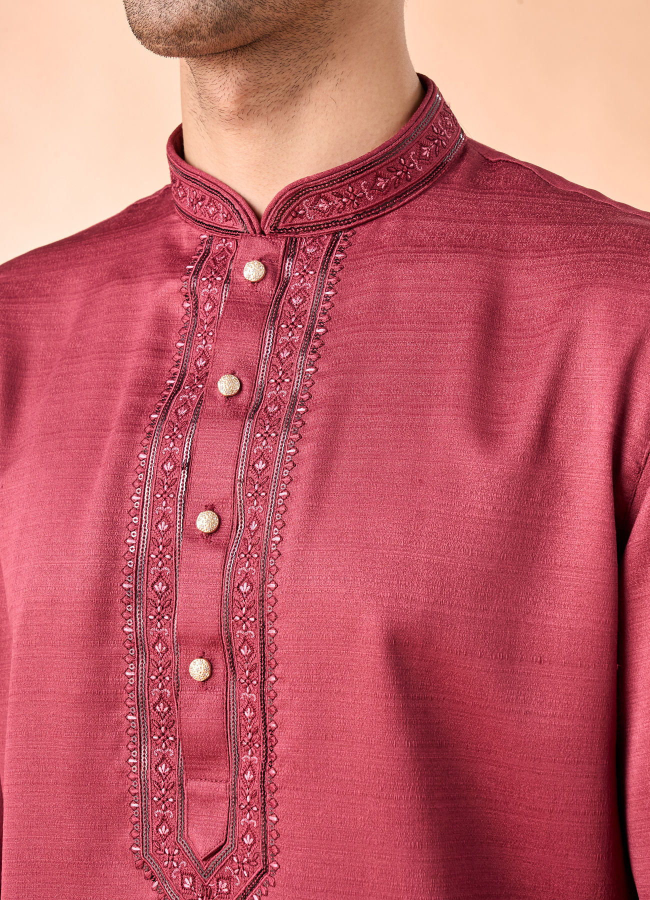 Manyavar Men Festive Maroon Kurta Pajama