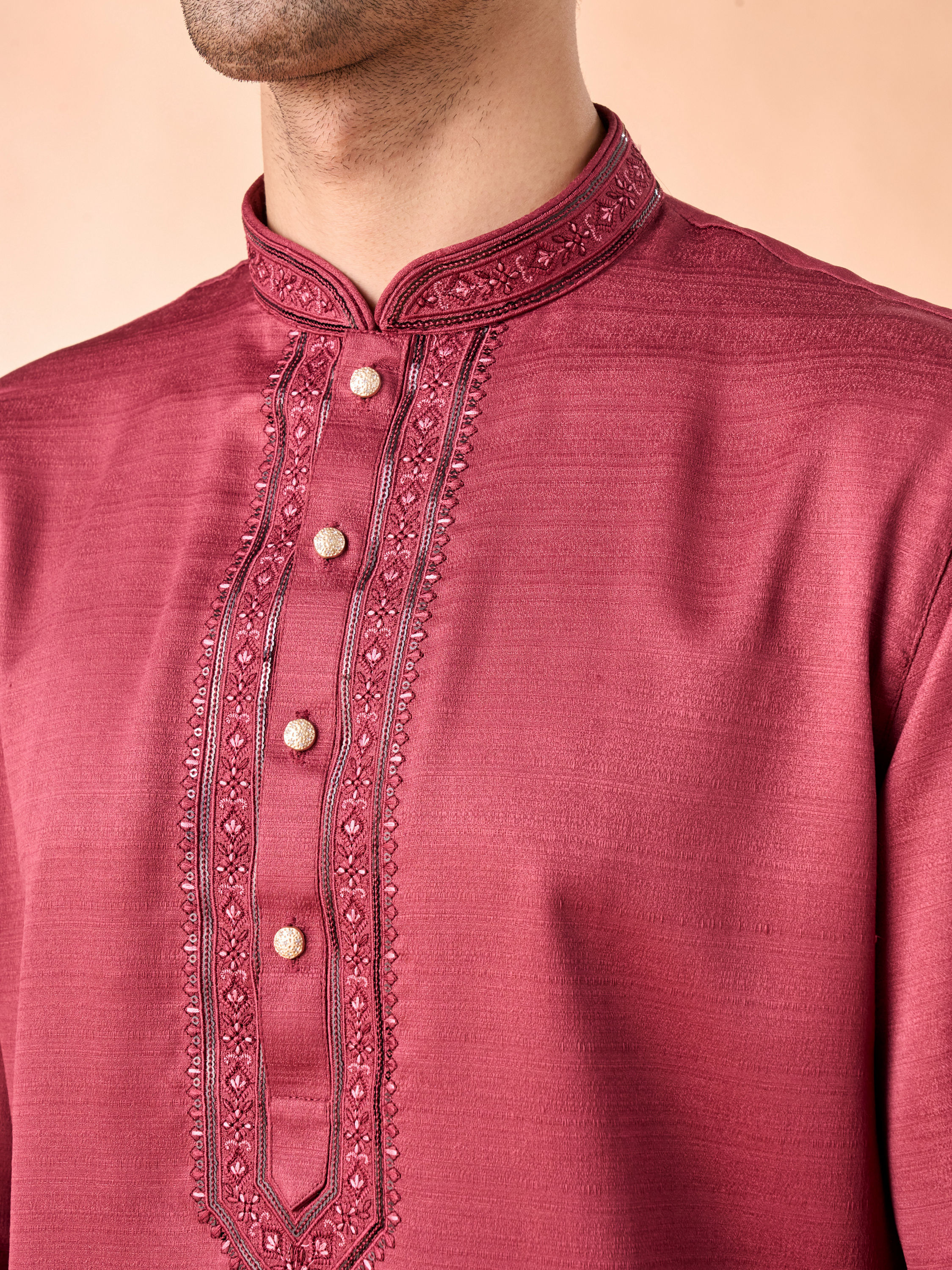 Manyavar Men Festive Maroon Kurta Pajama