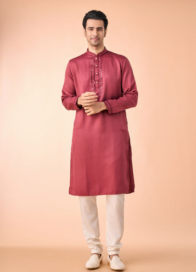 Manyavar Men Festive Maroon Kurta Pajama