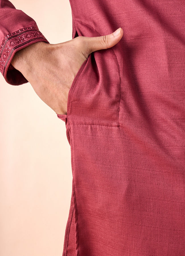Manyavar Men Festive Maroon Kurta Pajama