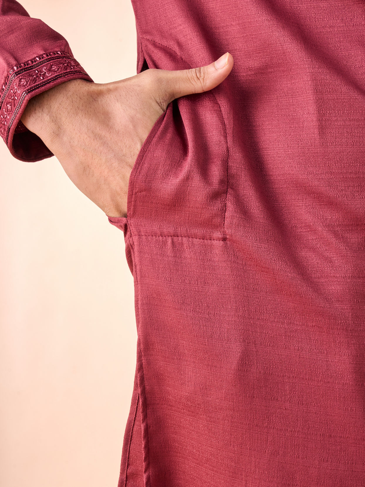 Manyavar Men Festive Maroon Kurta Pajama