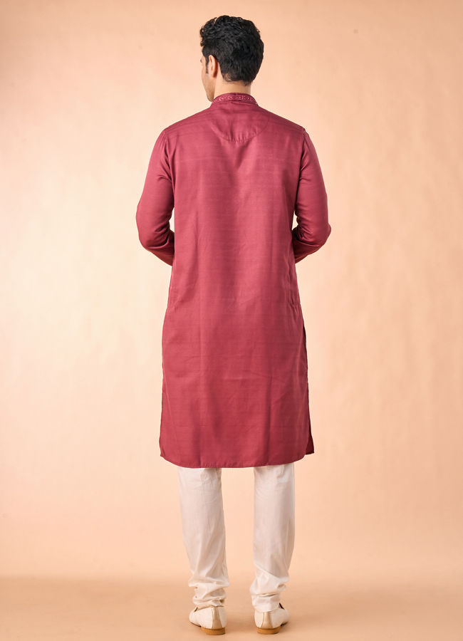 Manyavar Men Festive Maroon Kurta Pajama