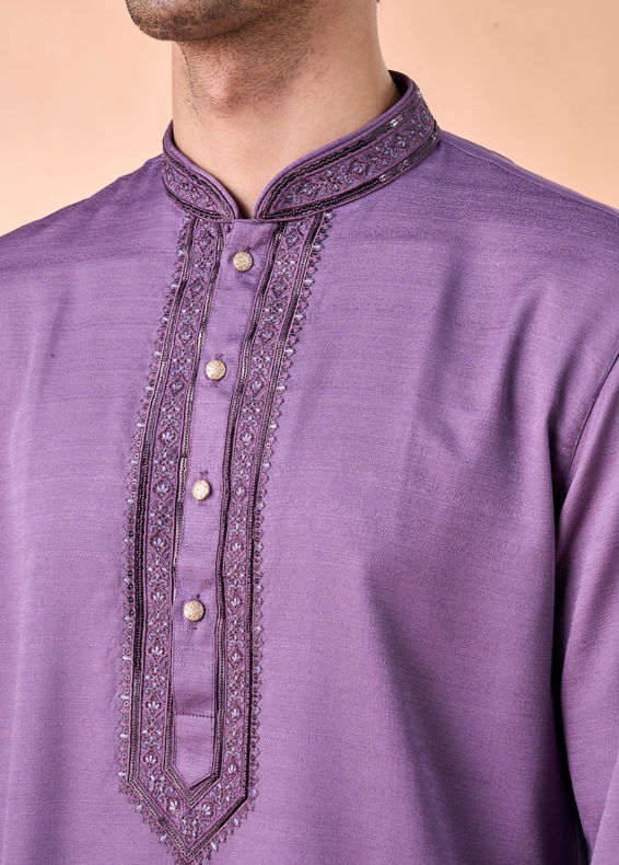 Manyavar Men Purple Elegance Kurta Pajama