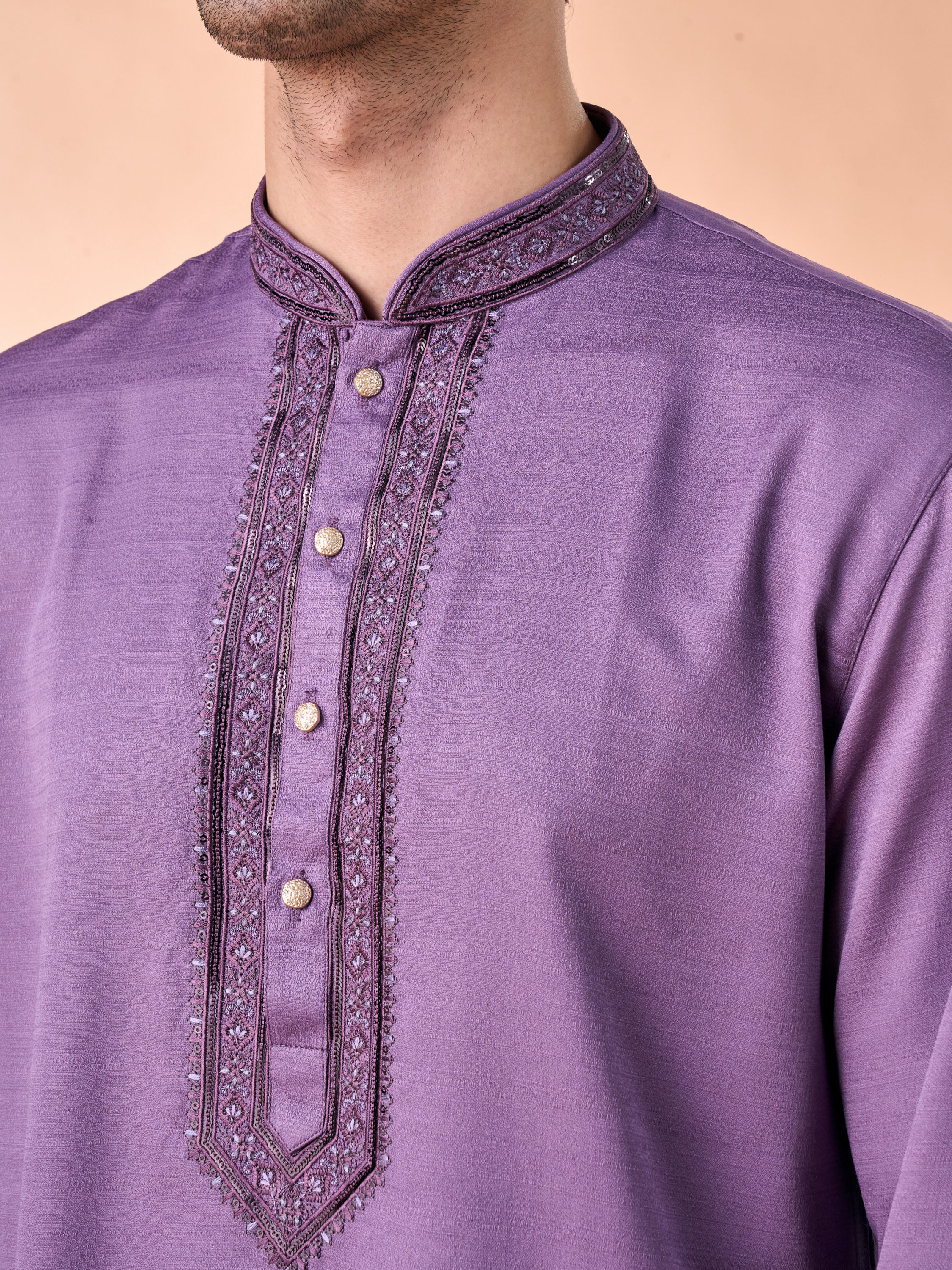 Manyavar Men Purple Elegance Kurta Pajama