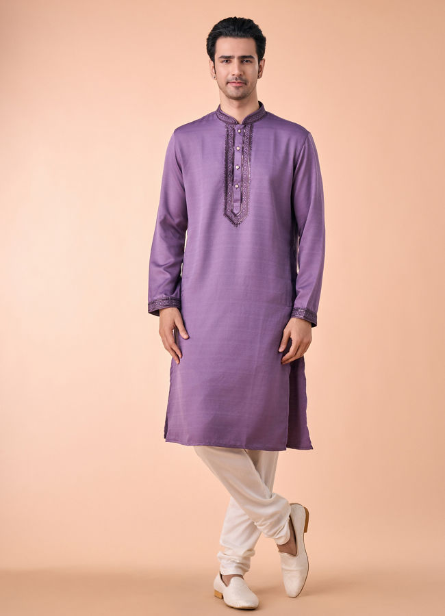 Manyavar Men Purple Elegance Kurta Pajama
