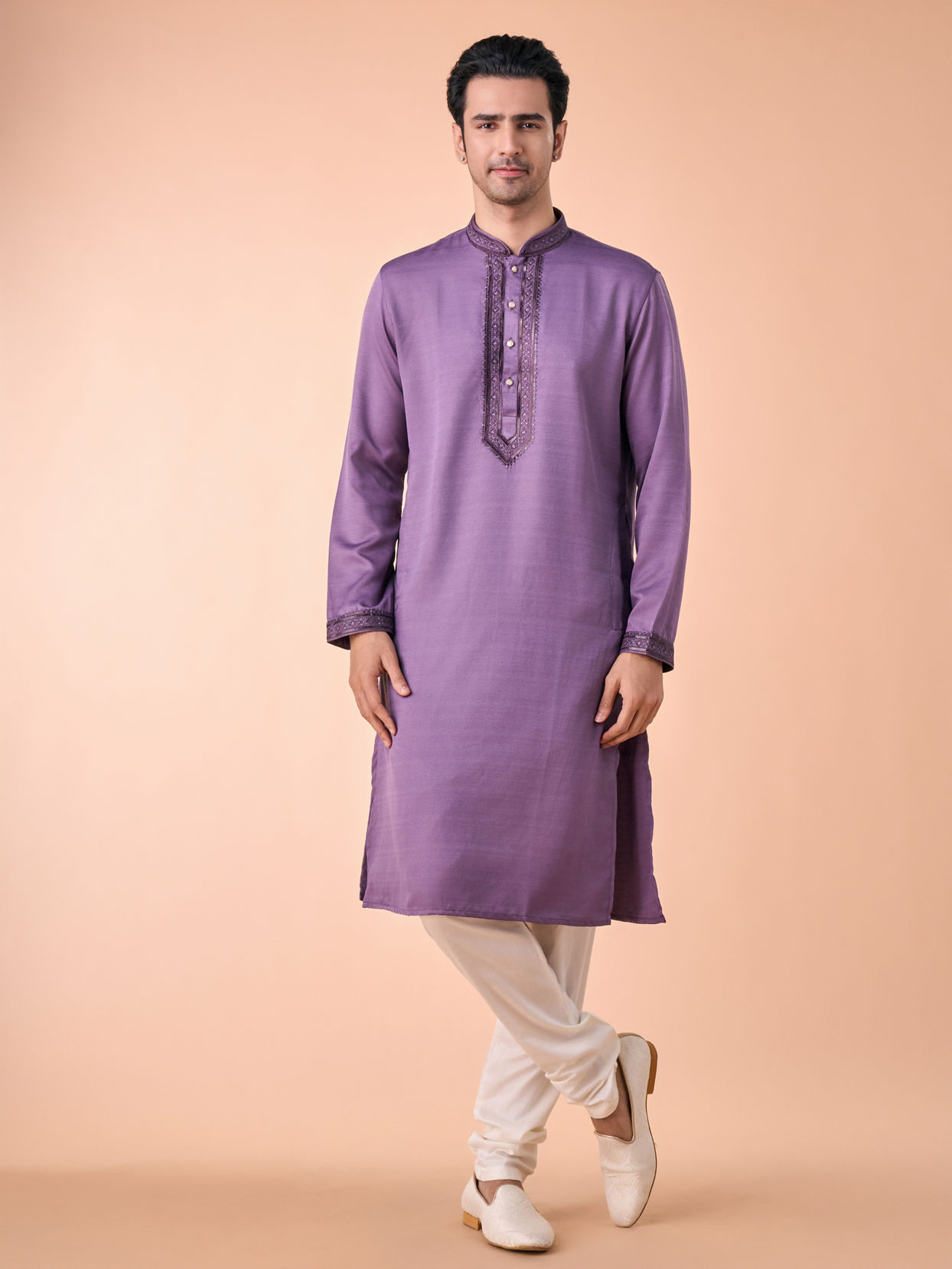 Manyavar Men Purple Elegance Kurta Pajama