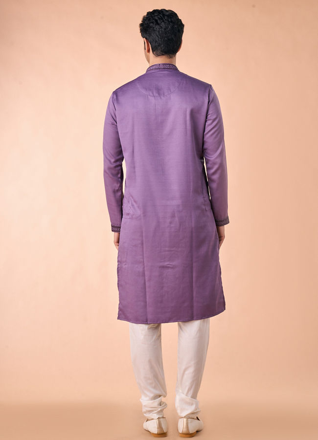 Manyavar Men Purple Elegance Kurta Pajama