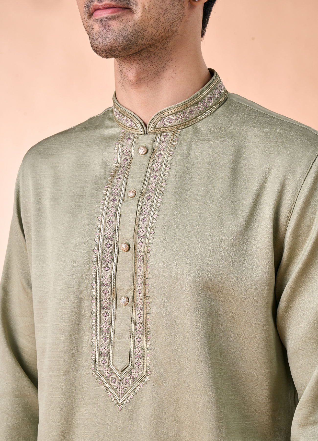 Manyavar Men Emerald Green Vibrance Kurta Churidar