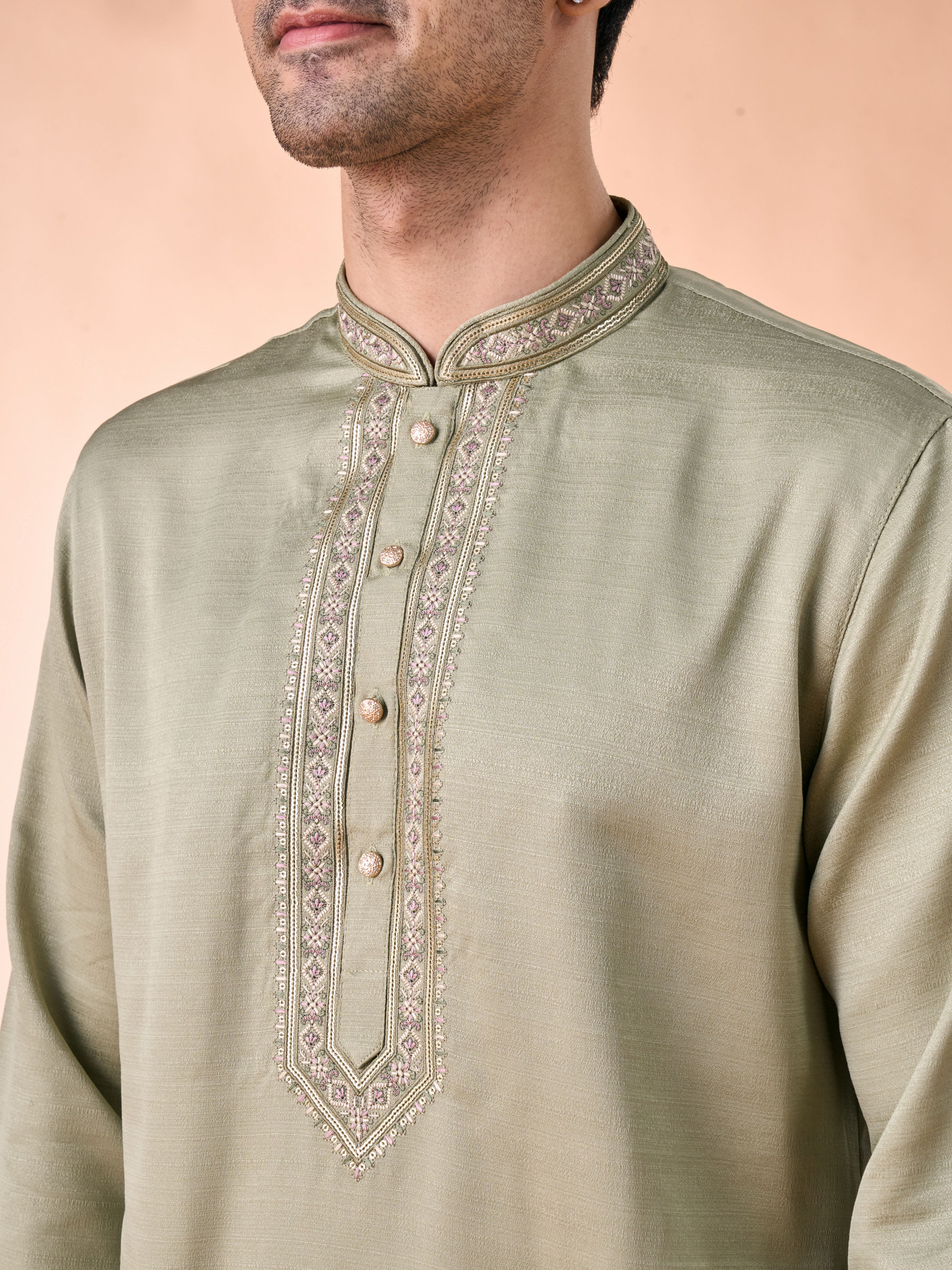 Manyavar Men Emerald Green Vibrance Kurta Churidar