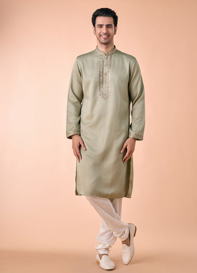 Manyavar Men Emerald Green Vibrance Kurta Churidar