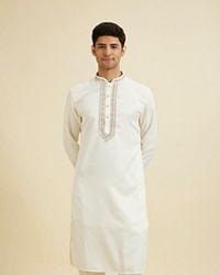 Manyavar Men Elegant Cream Kurta Pajama