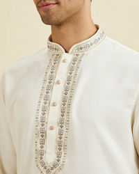 Manyavar Men Elegant Cream Kurta Pajama