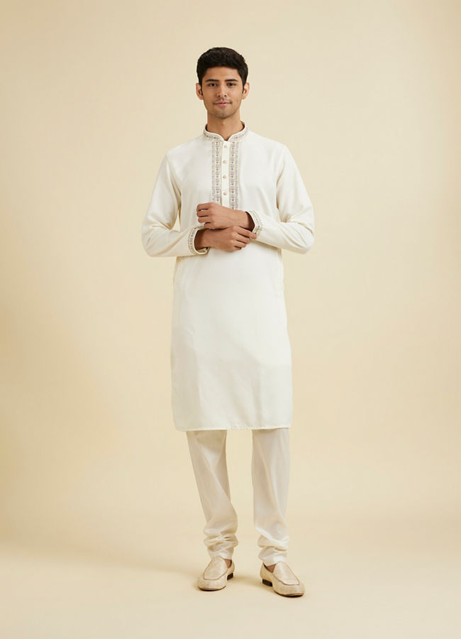 Manyavar Men Elegant Cream Kurta Pajama