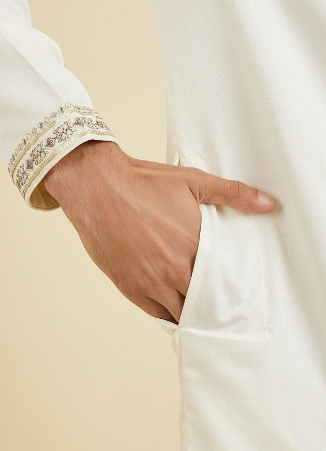 Manyavar Men Elegant Cream Kurta Pajama