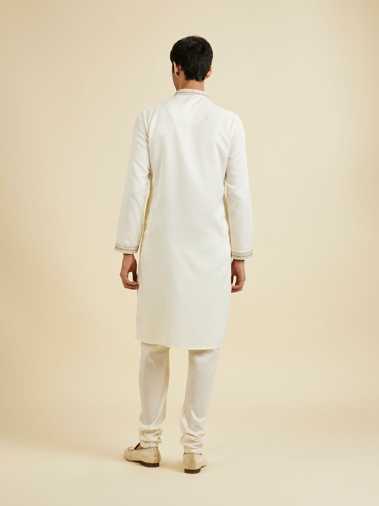 Manyavar Men Elegant Cream Kurta Pajama