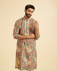 Manyavar Men Beige Festive Elegance Kurta Pajama