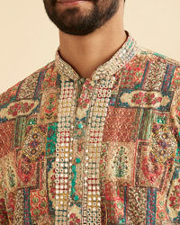 Manyavar Men Beige Festive Elegance Kurta Pajama