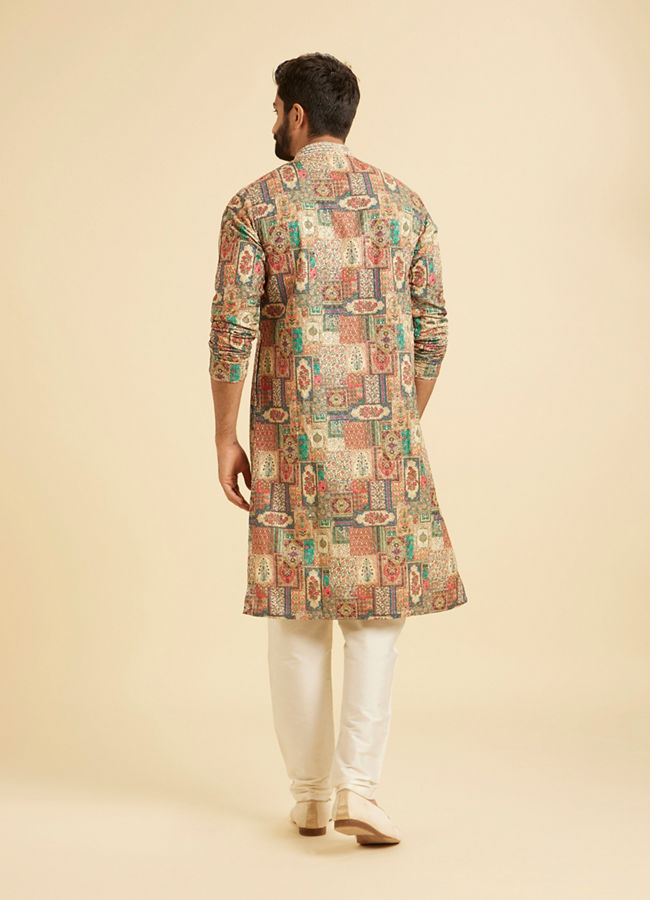 Manyavar Men Beige Festive Elegance Kurta Pajama