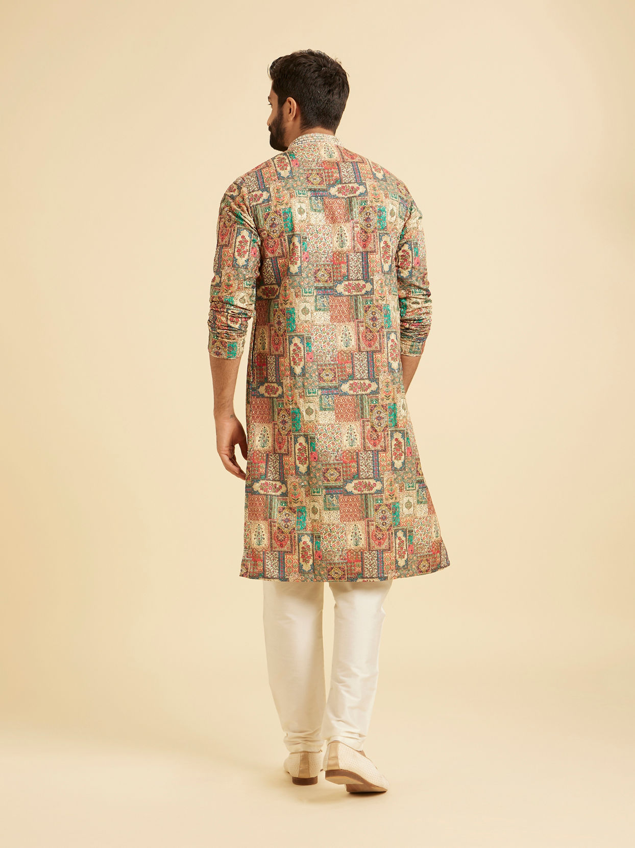 Manyavar Men Beige Festive Elegance Kurta Pajama