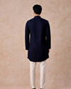 Manyavar Men Royal Dark Blue Georgette Kurta Trouser