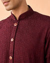 Manyavar Men Intricate Wine Kurta Pajama Set