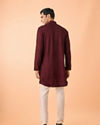 Manyavar Men Intricate Wine Kurta Pajama Set