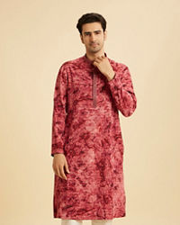 Manyavar Men Maroon Spandex Elegance Kurta Pajama