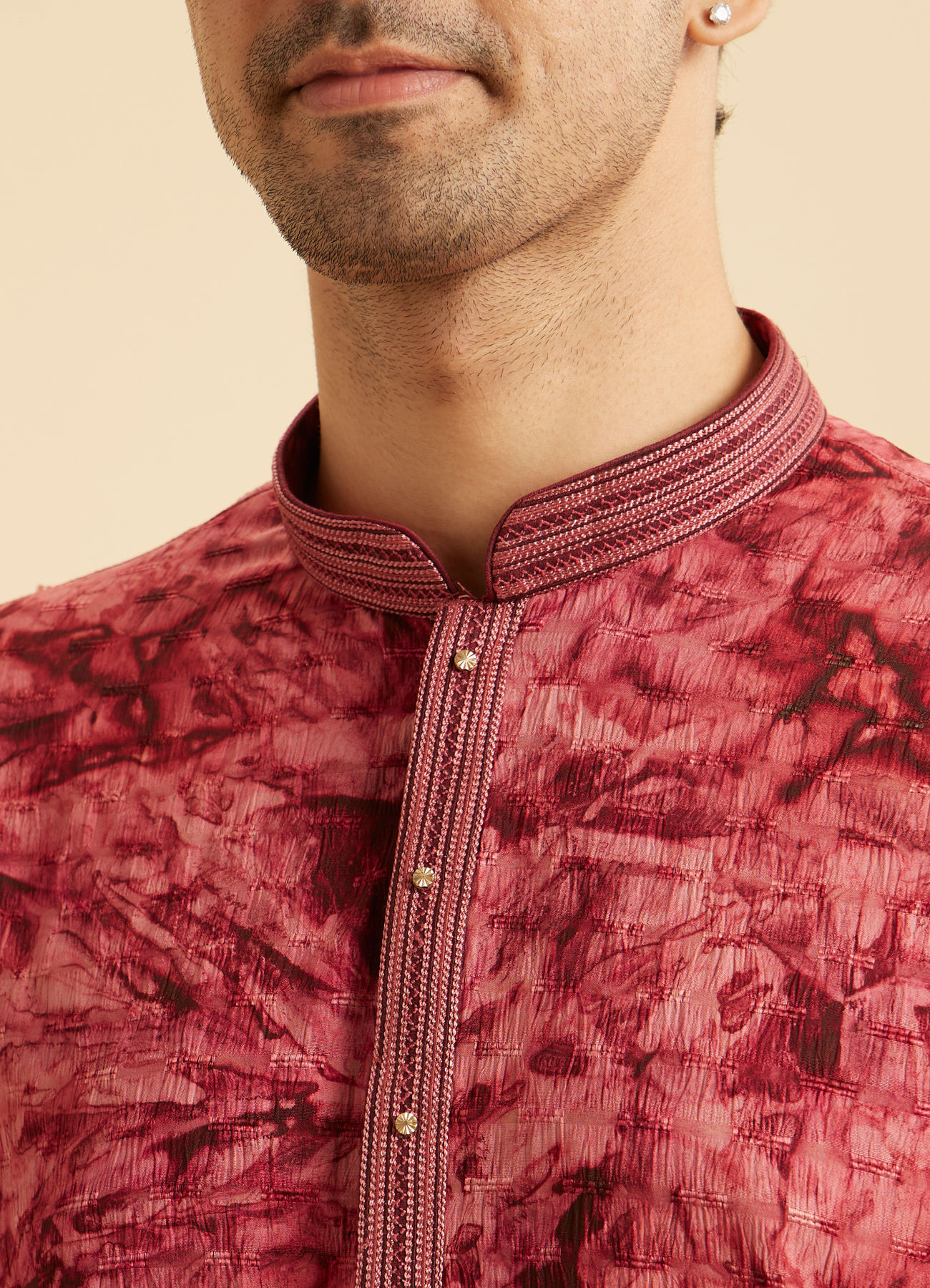 Manyavar Men Maroon Spandex Elegance Kurta Pajama