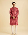 Manyavar Men Maroon Spandex Elegance Kurta Pajama