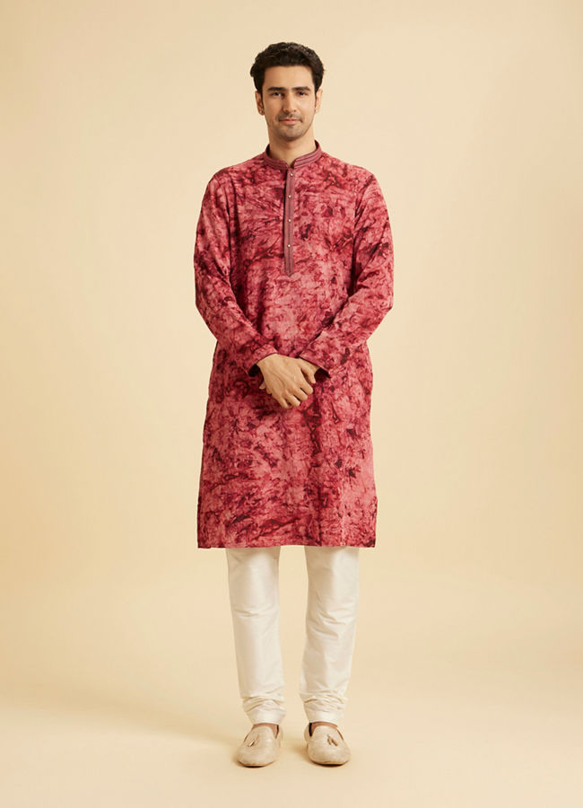Manyavar Men Maroon Spandex Elegance Kurta Pajama