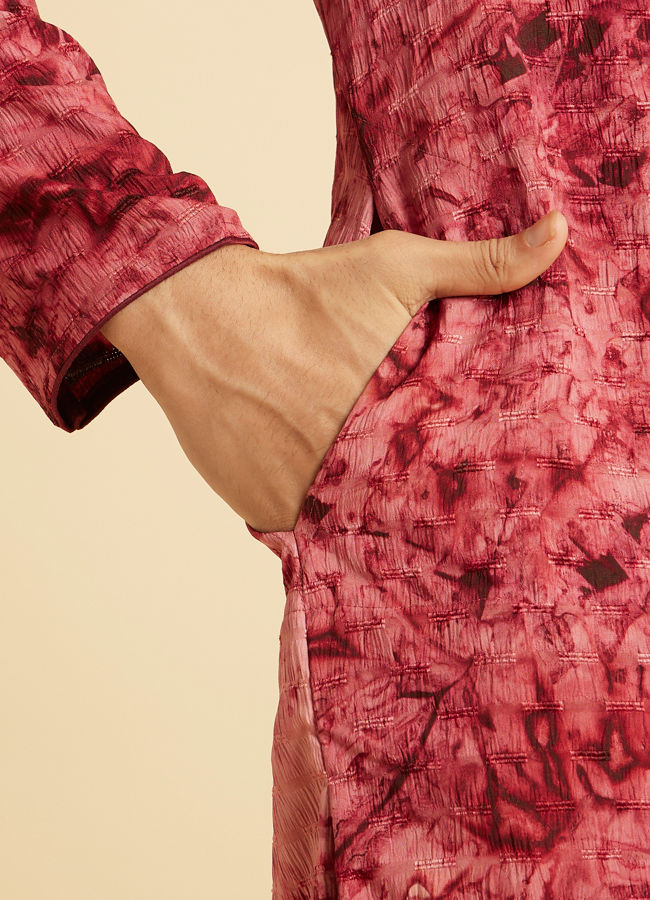 Manyavar Men Maroon Spandex Elegance Kurta Pajama