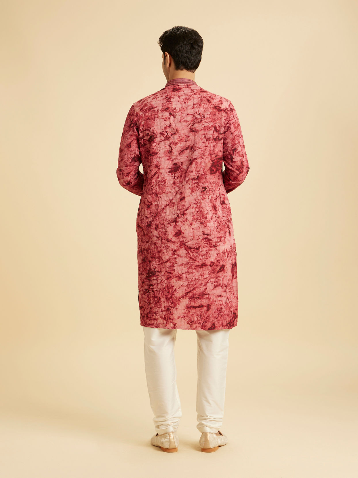 Manyavar Men Maroon Spandex Elegance Kurta Pajama