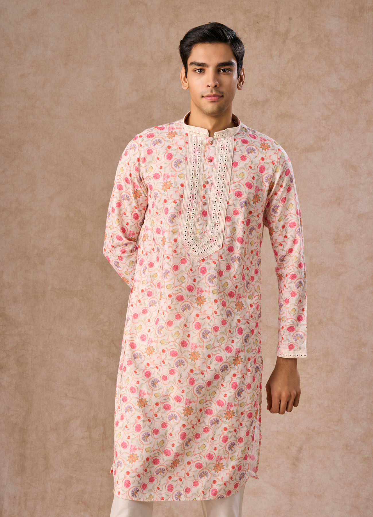 Manyavar Men Pink Enchantment Kurta Churidar