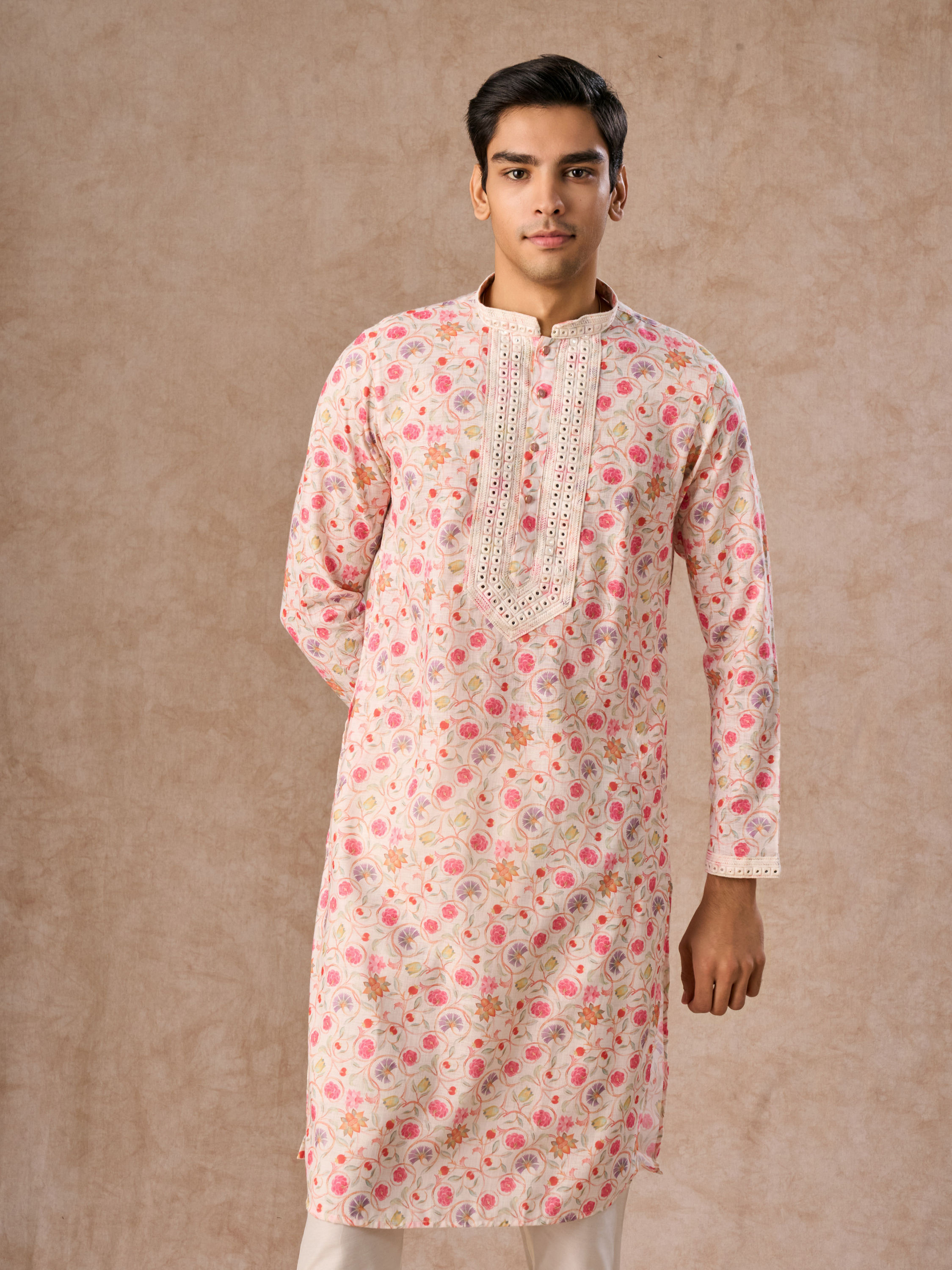 Manyavar Men Pink Enchantment Kurta Churidar