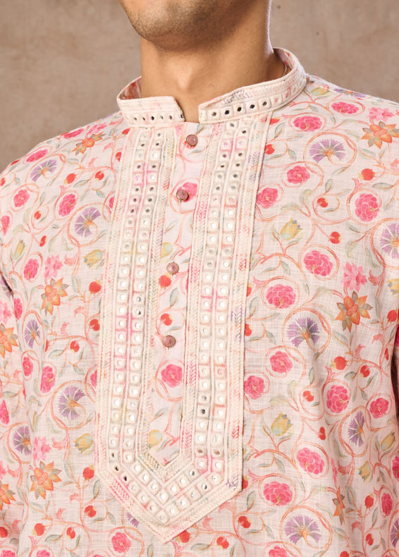 Manyavar Men Pink Enchantment Kurta Churidar