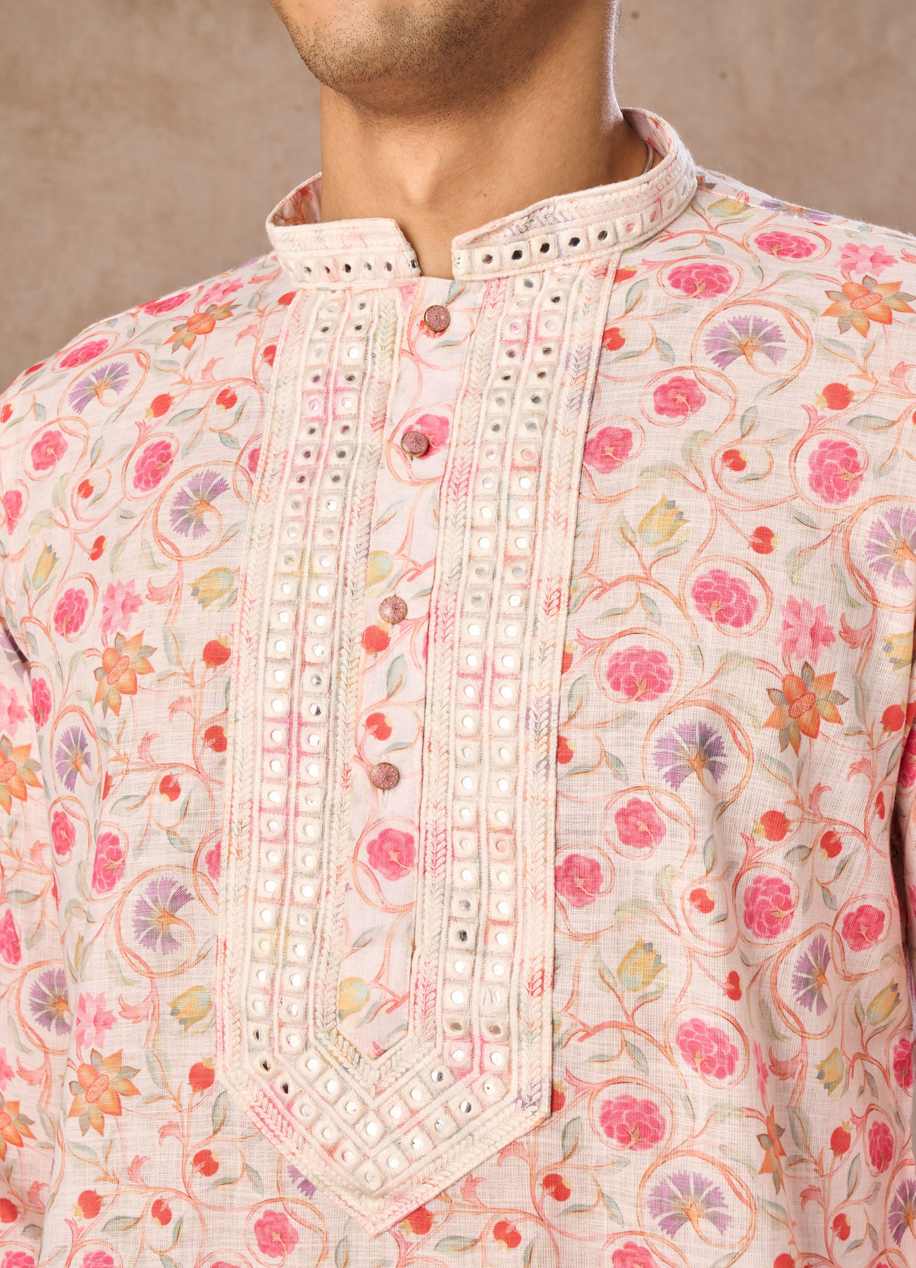 Manyavar Men Pink Enchantment Kurta Churidar