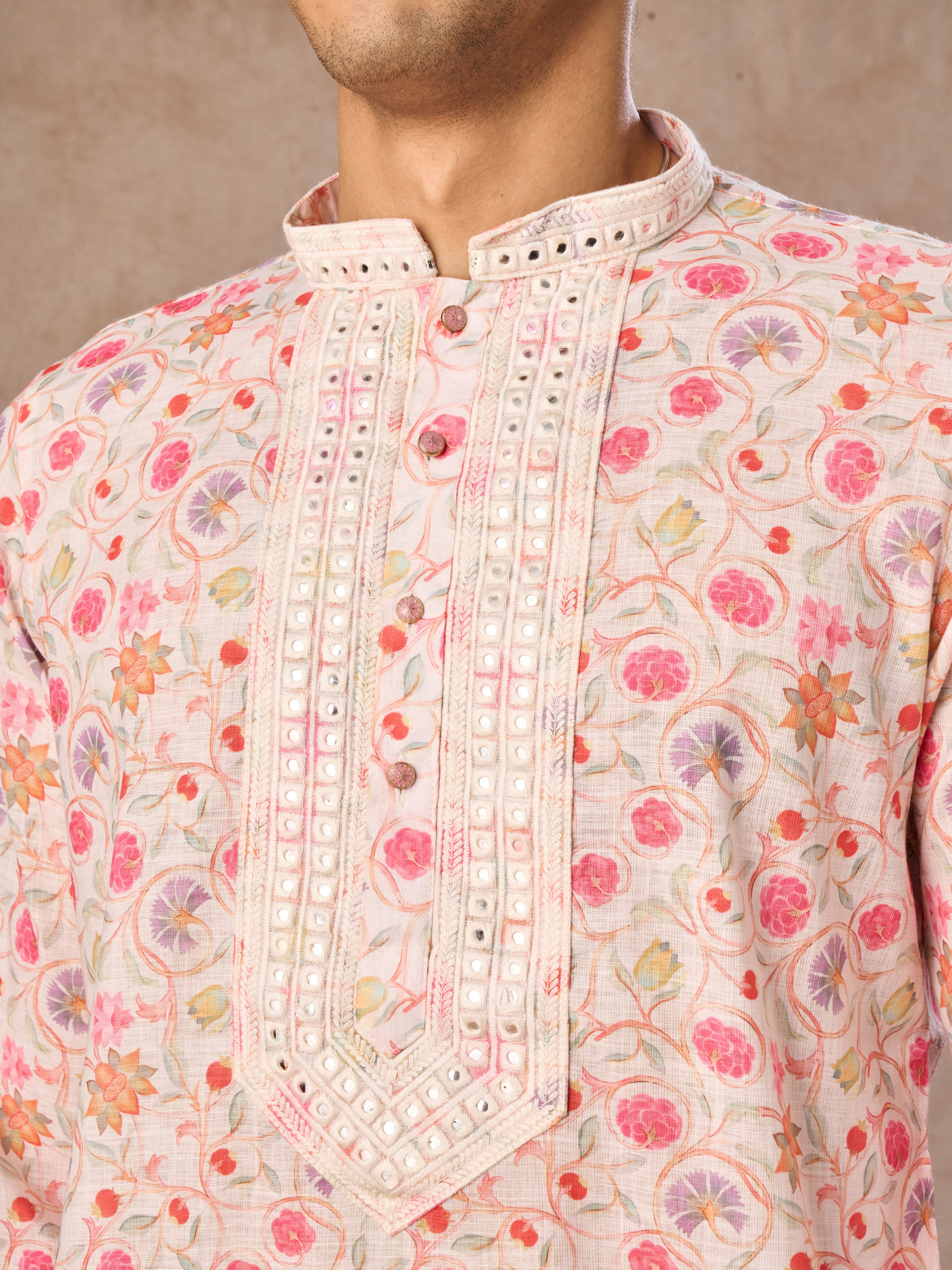 Manyavar Men Pink Enchantment Kurta Churidar