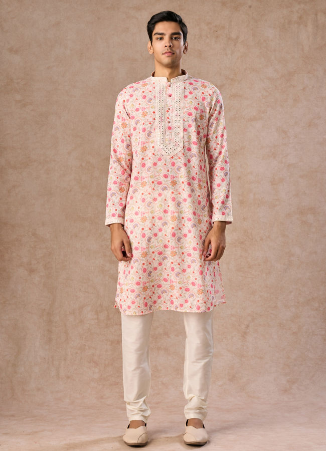 Manyavar Men Pink Enchantment Kurta Churidar