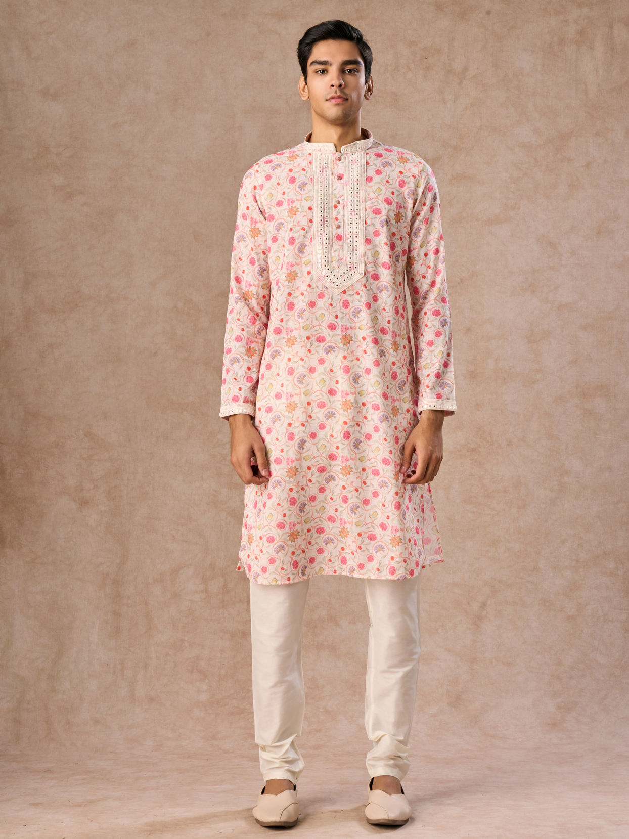 Manyavar Men Pink Enchantment Kurta Churidar