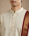Manyavar Men Cream Art Silk Veshti Dhoti with Dupatta